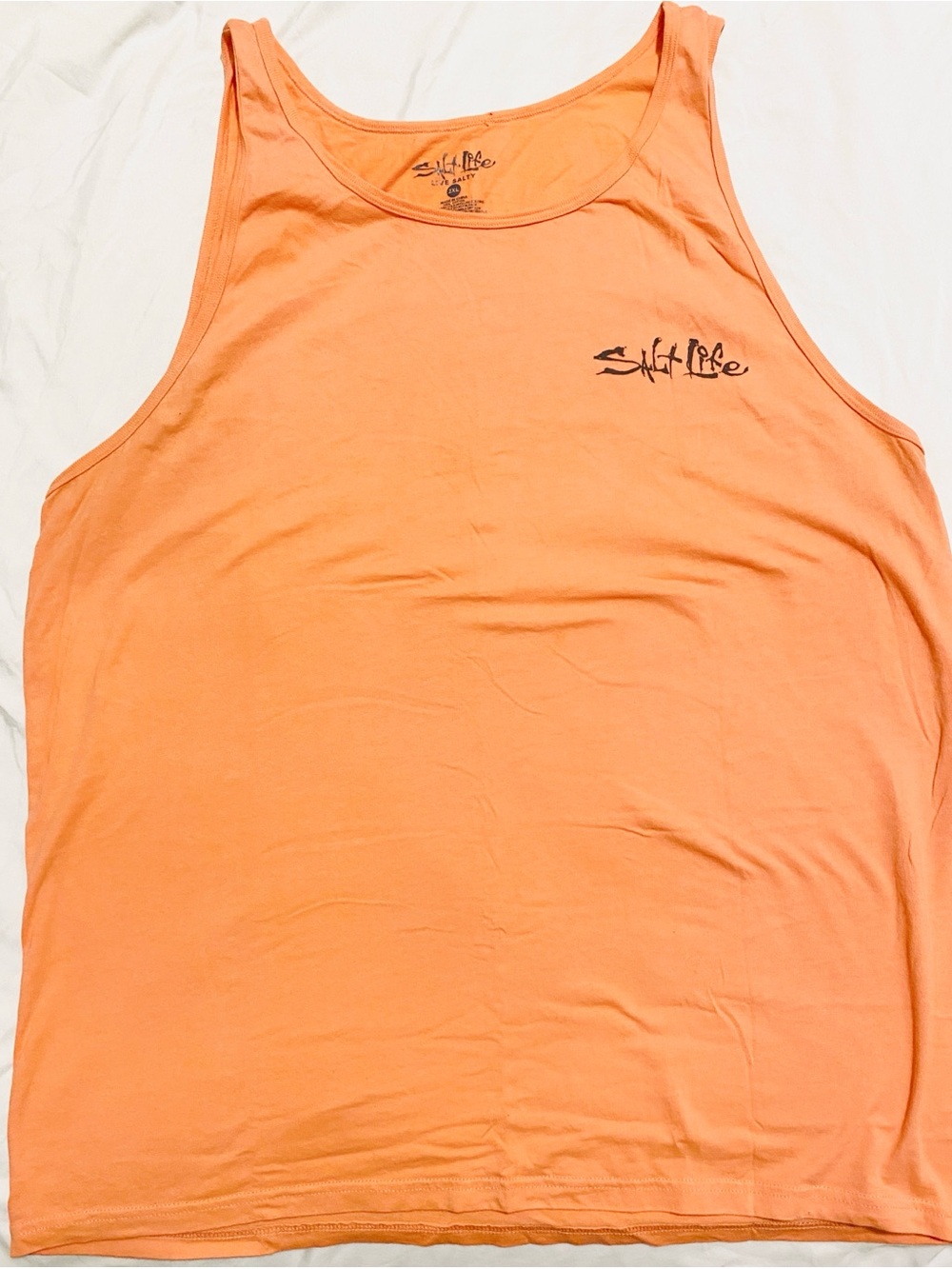 Salt Life Men's 2XL Orange Cotton Tank Top Sleeveless Graphic Logo Scoop Neck